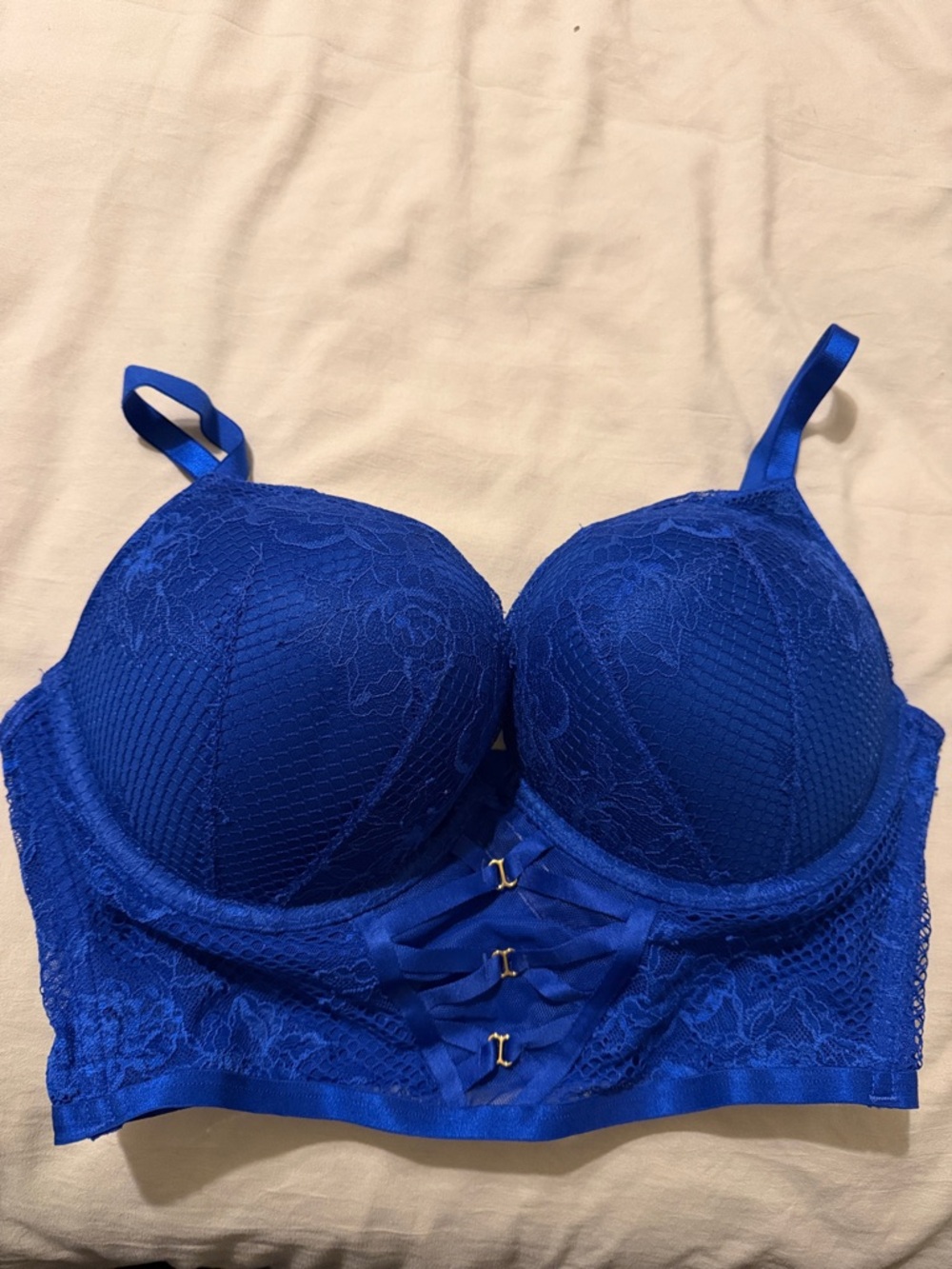 Victoria's Secret Royal Blue Lace Longline Push-Up Bra